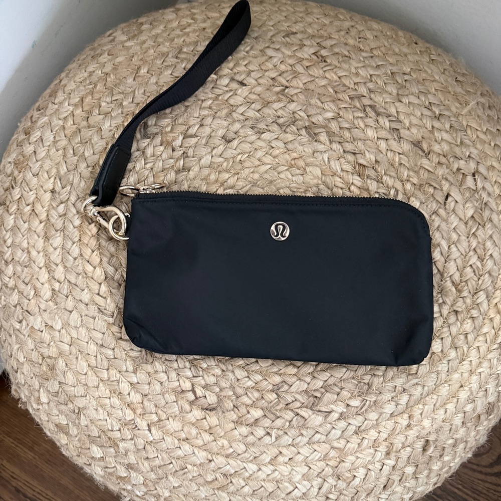 lululemon athletica Black Wristlet with Silver Accents